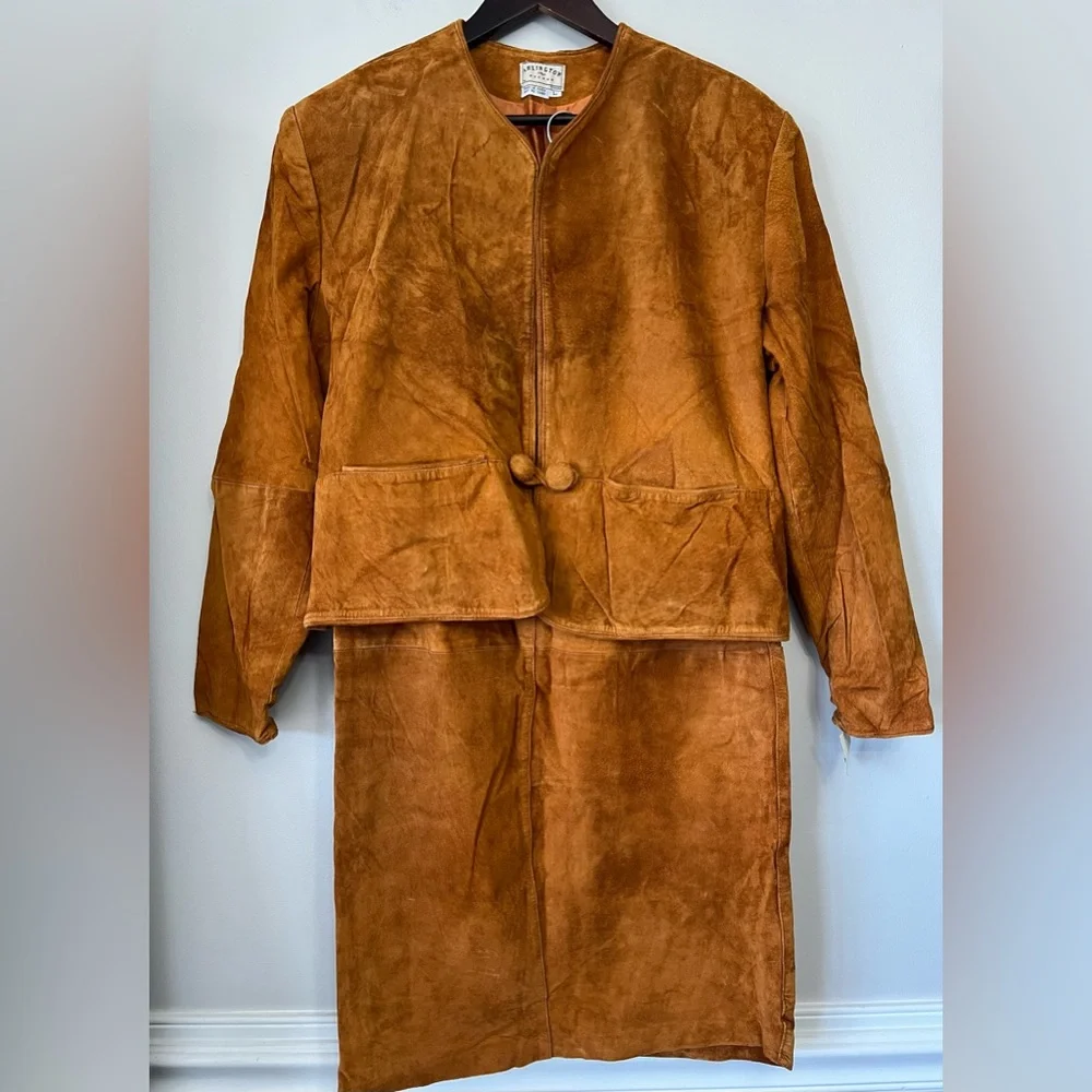 Vintage Bagatelle Arlington Avenue Leather 2 Piece Skirt Suit Top Large Skirt 8